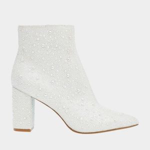 Betsey Johnson CADY IVORY Pearl Embellished Booties